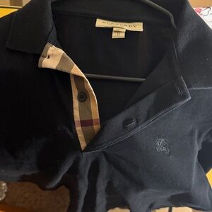Burberry Black Polo with Check Collar